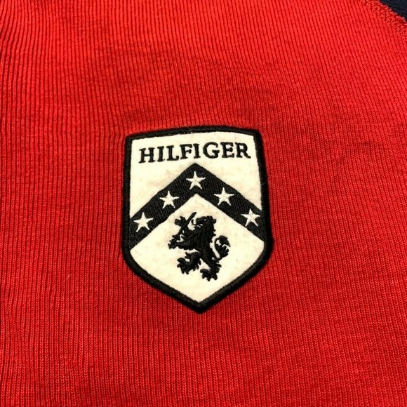 Tommy Hilfiger Crest Spell Out Jacket Full Zip Sweatshirt Cotton Red Blue L Mint - Picture 3 of 12